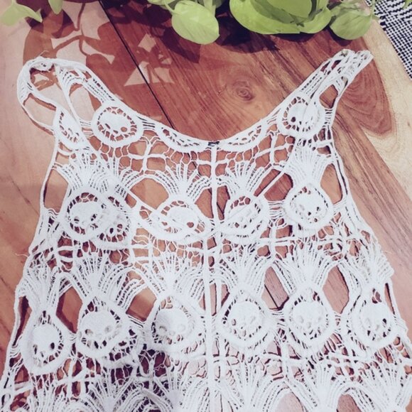 FREE PEOPLE- Boho Pineapple Stitch Crochet Beach Tunic Cover Up - Picture 5 of 14